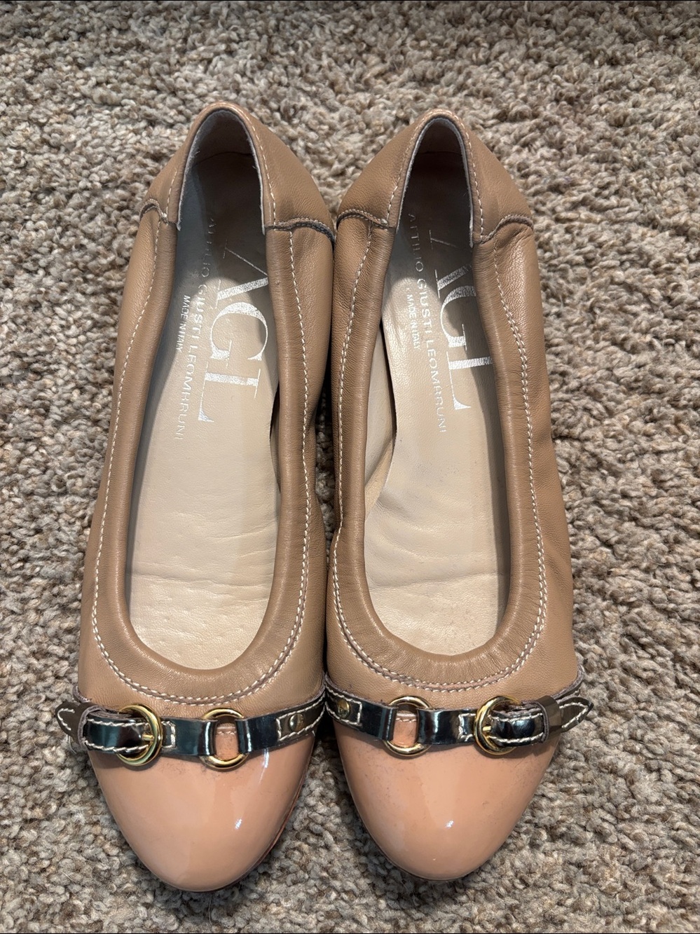 AGL Monika Cap Toe Ballet Flat in Beige Women’s EU 36.5/ US 6.5